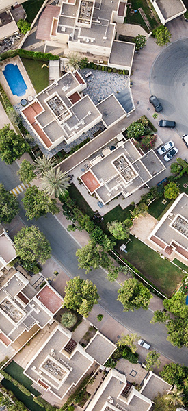 Aerial view of a culdesac