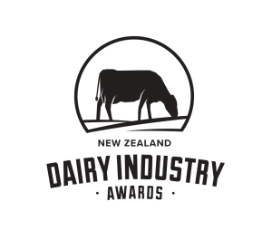 NZ Dairy Awards Logo - shows a black vector cow on a field 