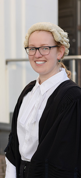 Photo of Jessica Yeo outside of the Courthouse in Invercargill